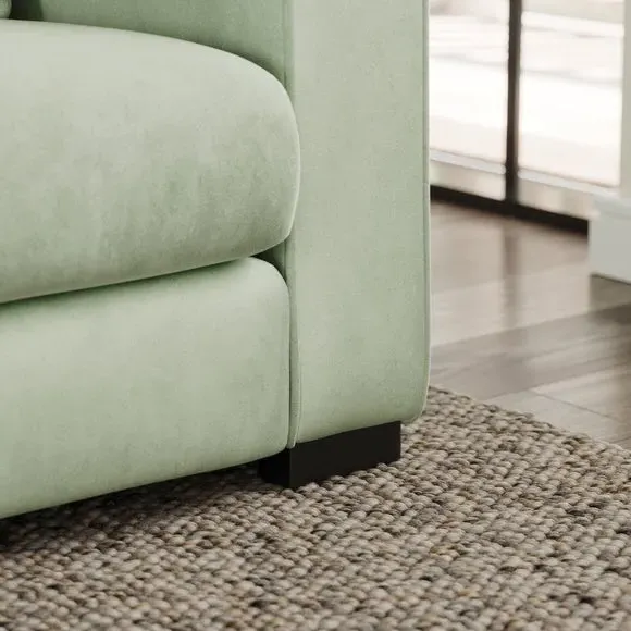 3-Seater Sofa with Piped Edges - Green, Velvet