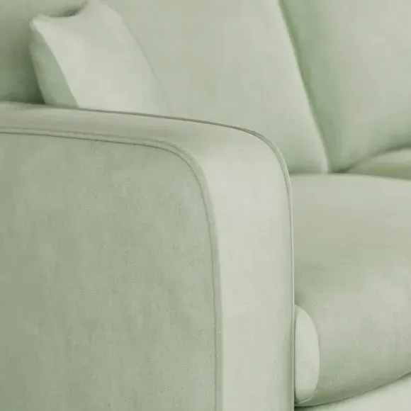 3-Seater Sofa with Piped Edges - Green, Velvet
