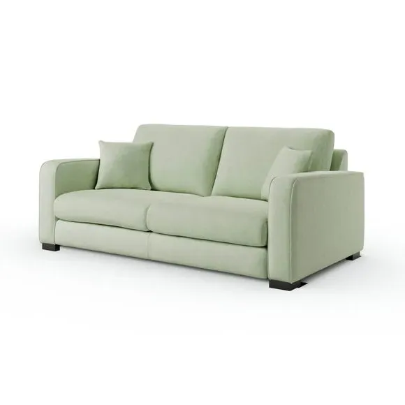 3-Seater Sofa with Piped Edges - Green, Velvet
