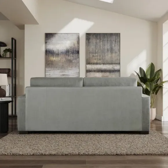 3-Seater Sofa with Piped Edges - Grey, Velvet
