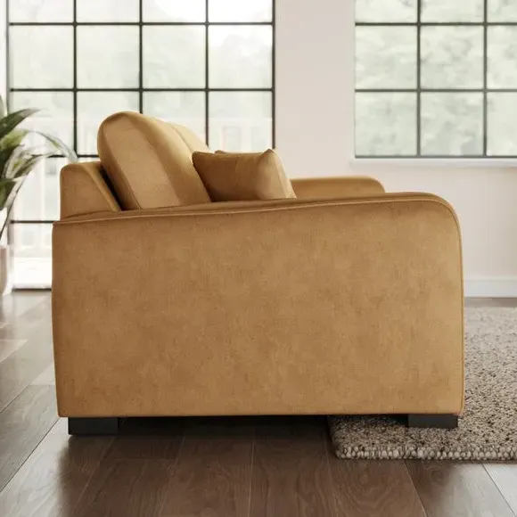 3-Seater Sofa with Piped Edges - Honey, Velvet