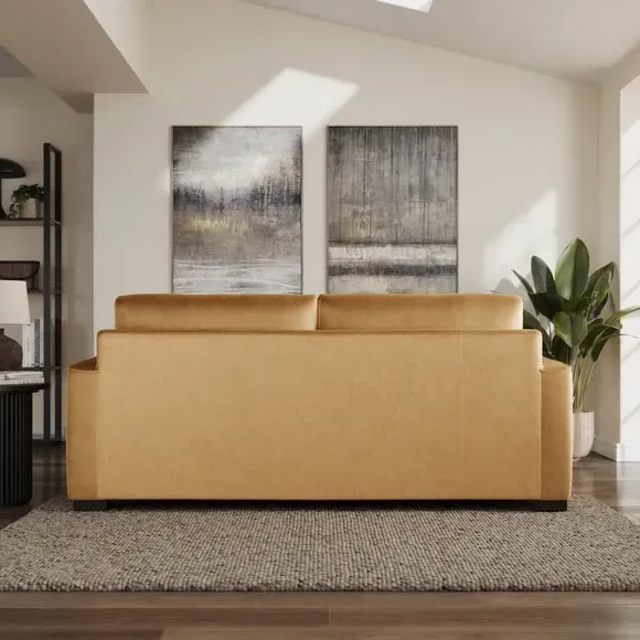 3-Seater Sofa with Piped Edges - Honey, Velvet
