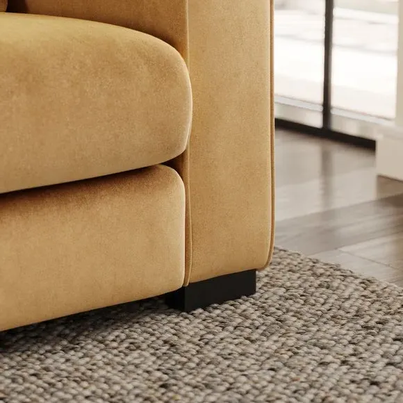 3-Seater Sofa with Piped Edges - Honey, Velvet