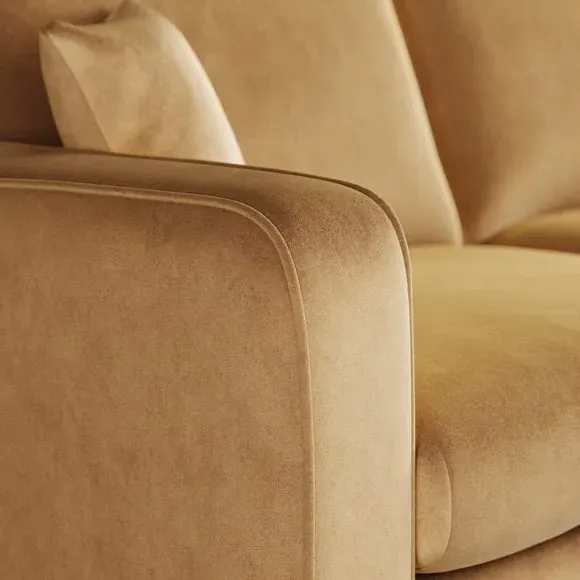 3-Seater Sofa with Piped Edges - Honey, Velvet