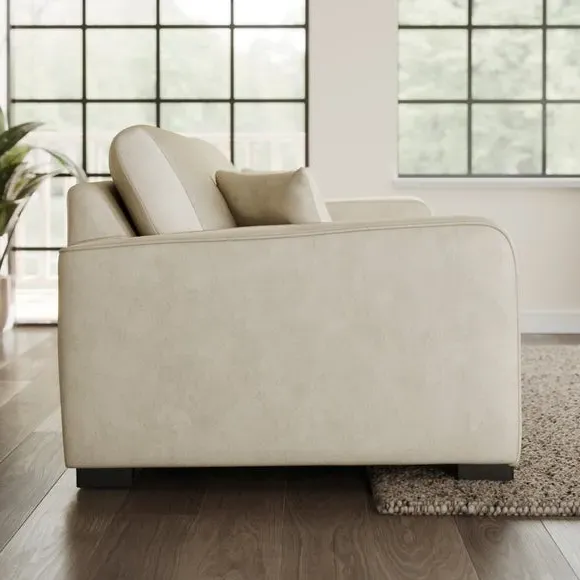 3-Seater Sofa with Piped Edges - Sand, Velvet