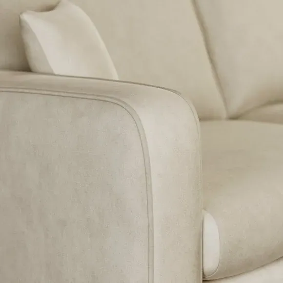 3-Seater Sofa with Piped Edges - Sand, Velvet
