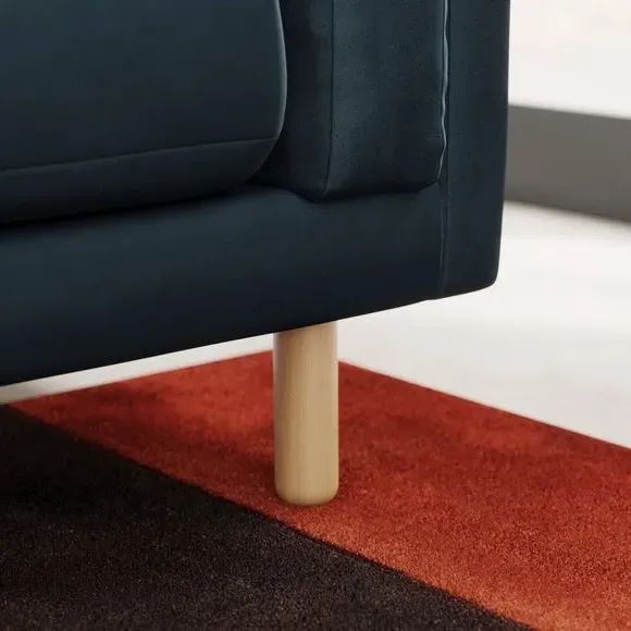 3-Seater Sofa with Plush Cushions - Navy, Velvet