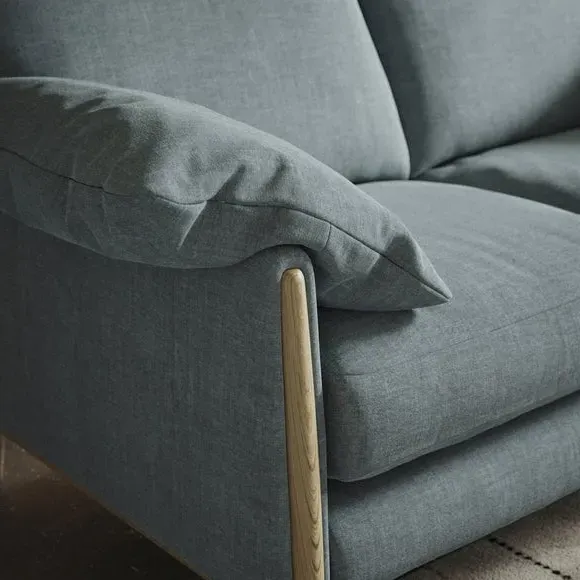 3-Seater Sofa with Roll Arms - Aqua, Chenille