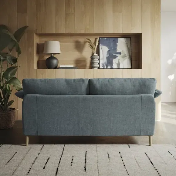 3-Seater Sofa with Roll Arms - Aqua, Chenille