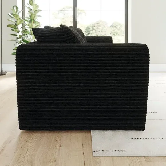 3-Seater Sofa with Roll Arms - Black, Cord