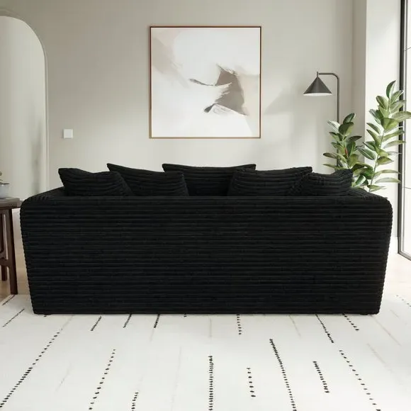 3-Seater Sofa with Roll Arms - Black, Cord