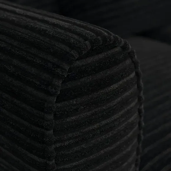 3-Seater Sofa with Roll Arms - Black, Cord