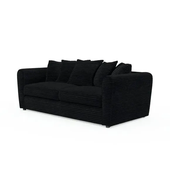 3-Seater Sofa with Roll Arms - Black, Cord