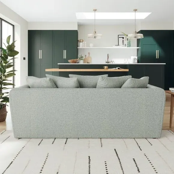 3-Seater Sofa with Roll Arms - Blue, Fabric