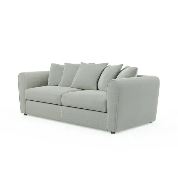 3-Seater Sofa with Roll Arms - Blue, Fabric