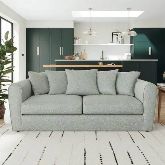 3-Seater Sofa with Roll Arms - Blue, Fabric image