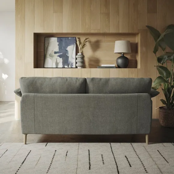 3-Seater Sofa with Roll Arms - Grey, Chenille