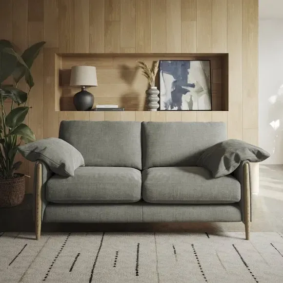3-Seater Sofa with Roll Arms - Grey, Chenille