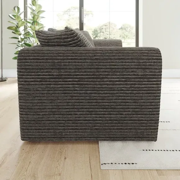 3-Seater Sofa with Roll Arms - Grey, Cord