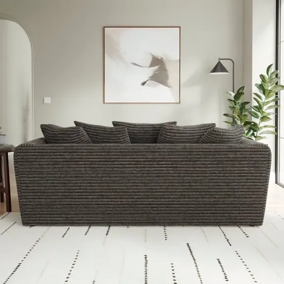 3-Seater Sofa with Roll Arms - Grey, Cord