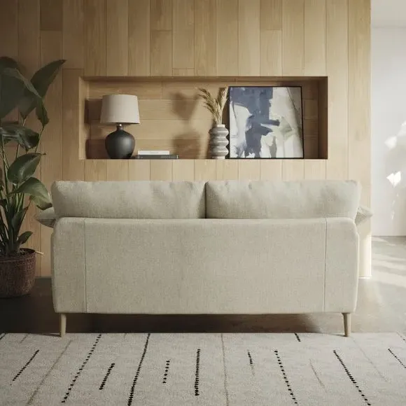 3-Seater Sofa with Roll Arms - Ivory, Fabric