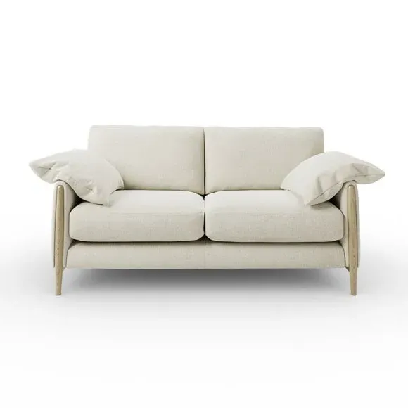 3-Seater Sofa with Roll Arms - Ivory, Fabric
