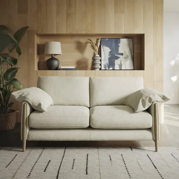 3-Seater Sofa with Roll Arms - Ivory, Fabric image
