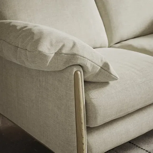3-Seater Sofa with Roll Arms - Natural, Chenille