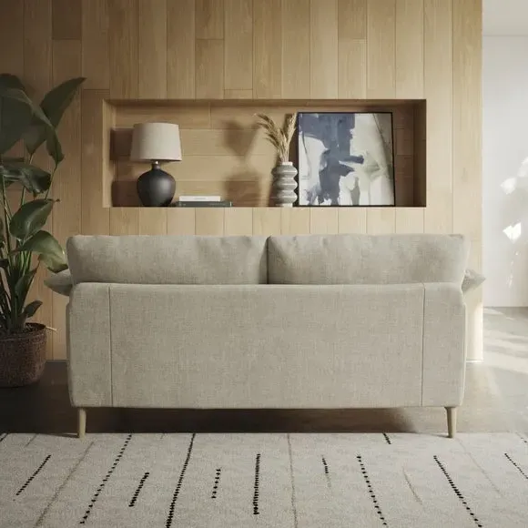 3-Seater Sofa with Roll Arms - Natural, Chenille