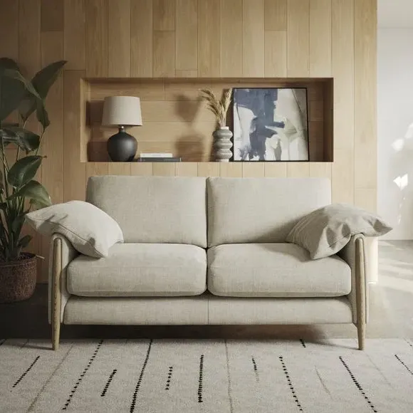 3-Seater Sofa with Roll Arms - Natural, Chenille