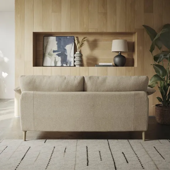 3-Seater Sofa with Roll Arms - Natural, Fabric