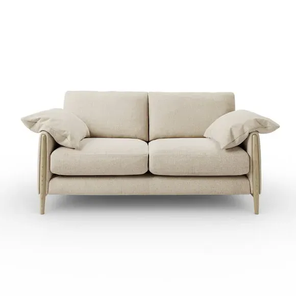 3-Seater Sofa with Roll Arms - Natural, Fabric