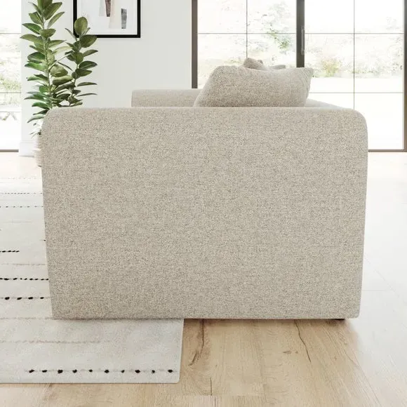 3-Seater Sofa with Roll Arms - Natural, Fabric