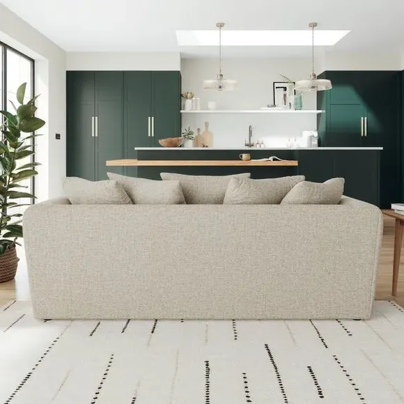 3-Seater Sofa with Roll Arms - Natural, Fabric