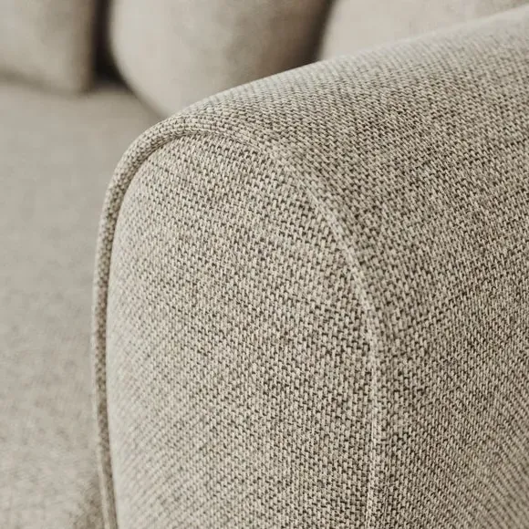 3-Seater Sofa with Roll Arms - Natural, Fabric