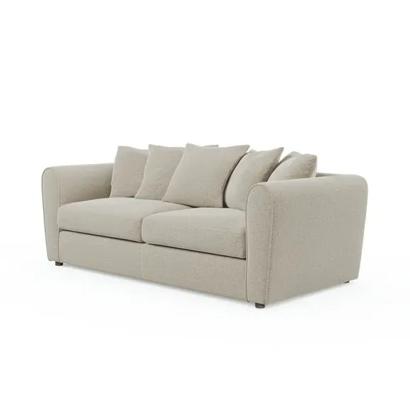 3-Seater Sofa with Roll Arms - Natural, Fabric