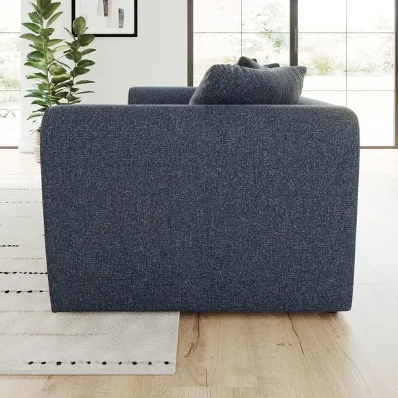 3-Seater Sofa with Roll Arms - Navy, Fabric