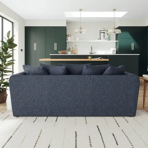 3-Seater Sofa with Roll Arms - Navy, Fabric