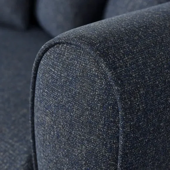 3-Seater Sofa with Roll Arms - Navy, Fabric