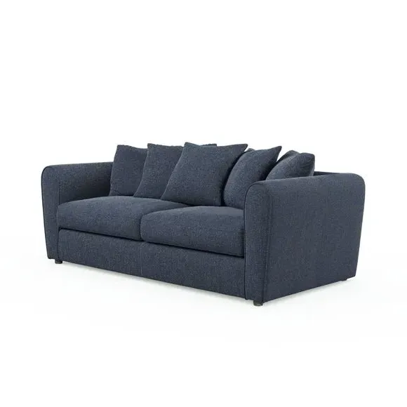 3-Seater Sofa with Roll Arms - Navy, Fabric