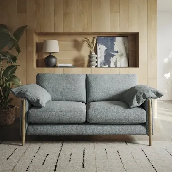 3-Seater Sofa with Roll Arms - Teal, Fabric