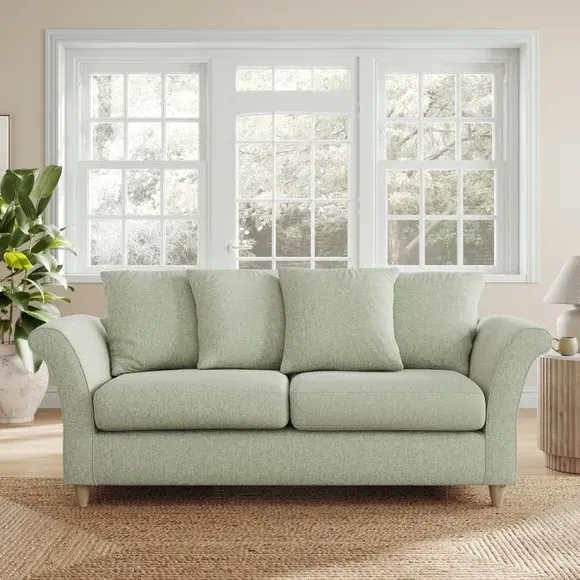 3-Seater Sofa with Scatter Back - Green, Fabric