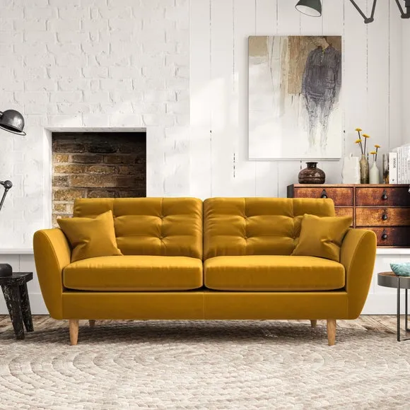 3-Seater Sofa with Scatter Cushions - Gold