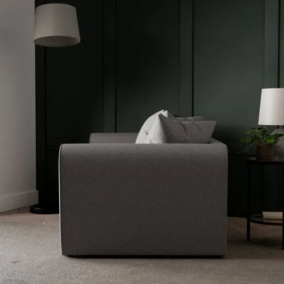 3-Seater Sofa with Scatter Cushions - Grey, Fabric