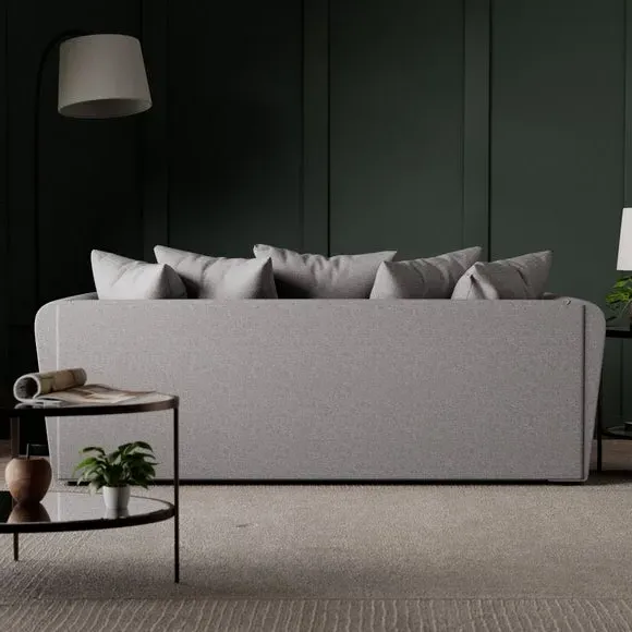 3-Seater Sofa with Scatter Cushions - Grey, Fabric