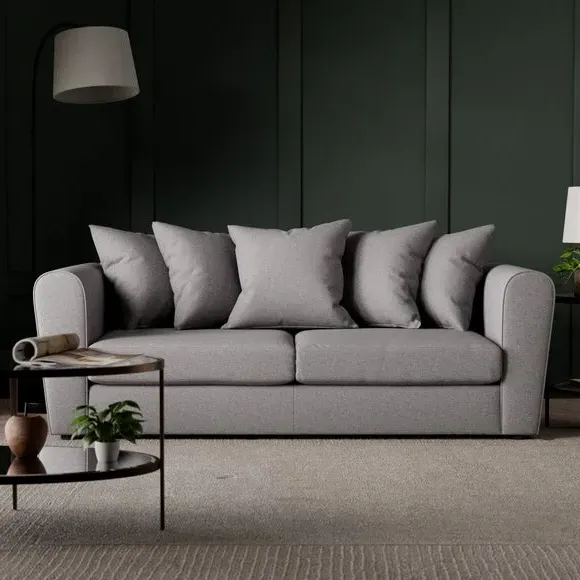 3-Seater Sofa with Scatter Cushions - Grey, Fabric image