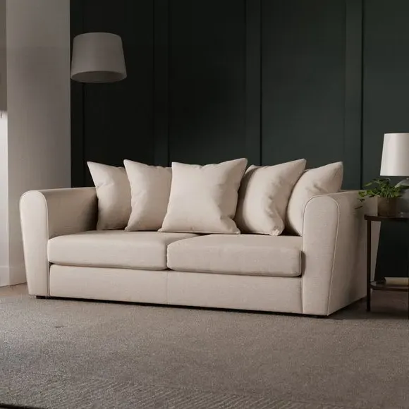 3-Seater Sofa with Scatter Cushions - Natural, Fabric