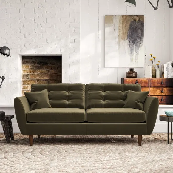 3-Seater Sofa with Scatter Cushions - Olive