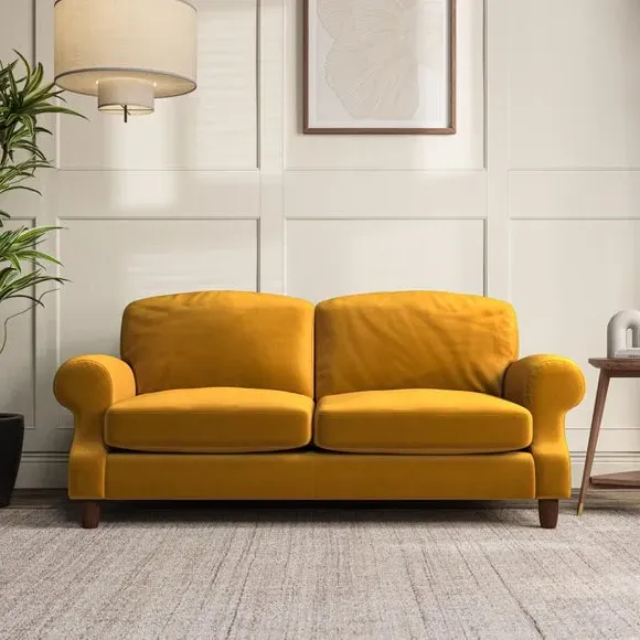 3-Seater Sofa with Scroll Arms - Amber, Velvet image