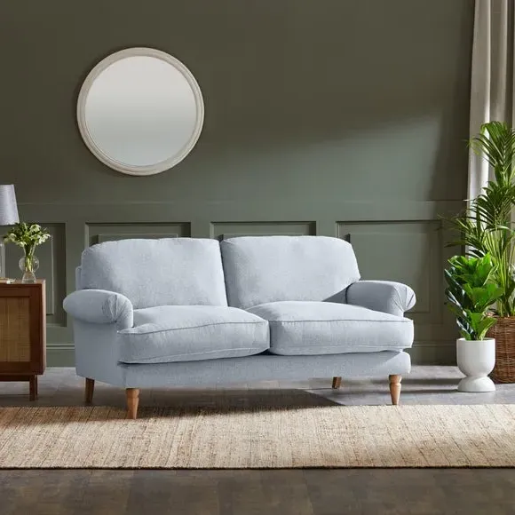 3-Seater Sofa with Scroll Arms - Blue, Fabric